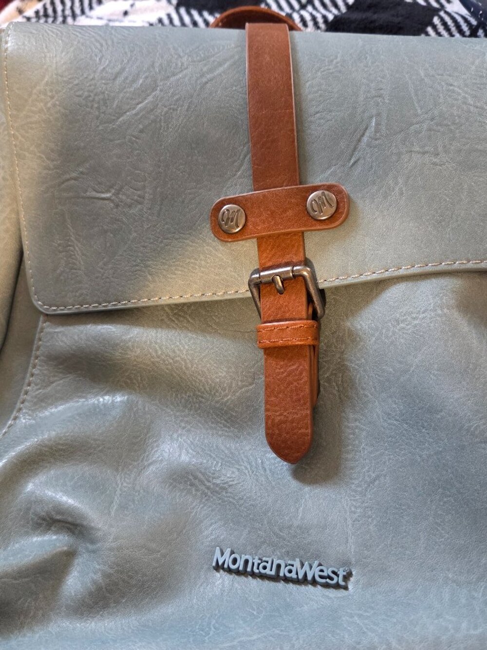 Montana West Leather Satchel/Crossbody/Backpack style bag/grayish blue,large - Picture 1 of 6